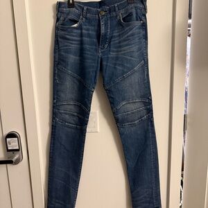 Vintage Slim Fit Moto Jeans – Blue Denim